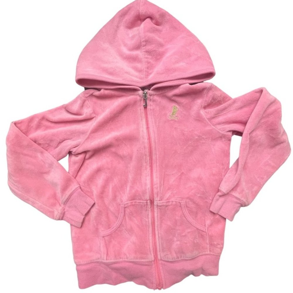 Juicy Couture Girl Pink Velour Full Zip Jacket Size 6 Girly GUC